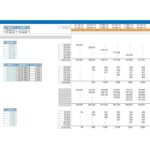 Debt management model showing drawdowns, amortization, and interest for properties.
