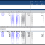 Monthly cash flow table showing construction hard and soft costs breakdown