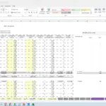 Capitalization table displaying equity distribution and investor contributions in Excel.
