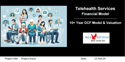 Telehealth services financial model cover page with project details.