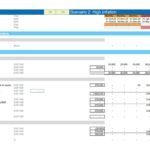 Equity section of a financial model template showing cash flows, dividends, and returns data.