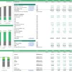Detailed financial model showing machinery rental costs and operating expenses over a decade.