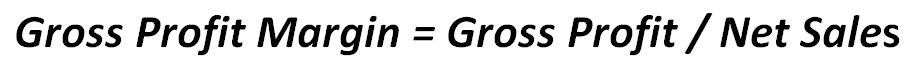 Gross Profit Margin Calculation Formula | eFinancialModels Formula for Gross Profit Margin showing profit relationship to sales.