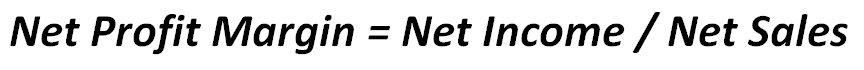 Net Profit Margin Calculation Formula | eFinancialModels Formula showing net profit margin as net income divided by net sales