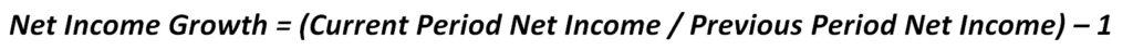 Net Income Growth Formula Explained | eFinancialModels Formula for net income growth comparing current and previous periods.