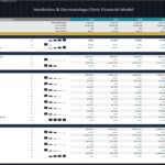 KPIs showing customer metrics and financial costs for a dermatology clinic's model.