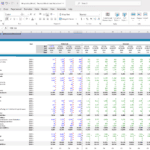 Balance sheet model displaying hospitality financials and forecasts.
