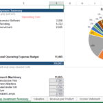 Detailed financial model showing investment and cost distribution for a restaurant startup.