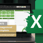 Excel project management template with GANTT chart and task tracking features.