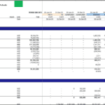 Financial statement template displaying income and balance sheet data for analysis
