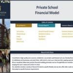 Private School Financial Model Contents Overview | eFinancialModels Table of contents for the Private School Financial Model highlighting major reports and setup instructions.