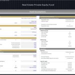 Financial model template for Real Estate Private Equity Fund with key metrics and assumptions.