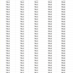 Spreadsheet displaying validation categories with 'TRUE' indicators for completeness.