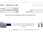 Input sheet for VC firms detailing required financial information fields.