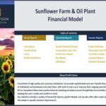 Contents list for Sunflower Farm & Oil Plant Financial Model template.