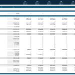 Projected Cash Flow Statement for Financial Model | eFinancialModels Cash flow projection spreadsheet outlining key figures and categories for years 2037 to 2044.