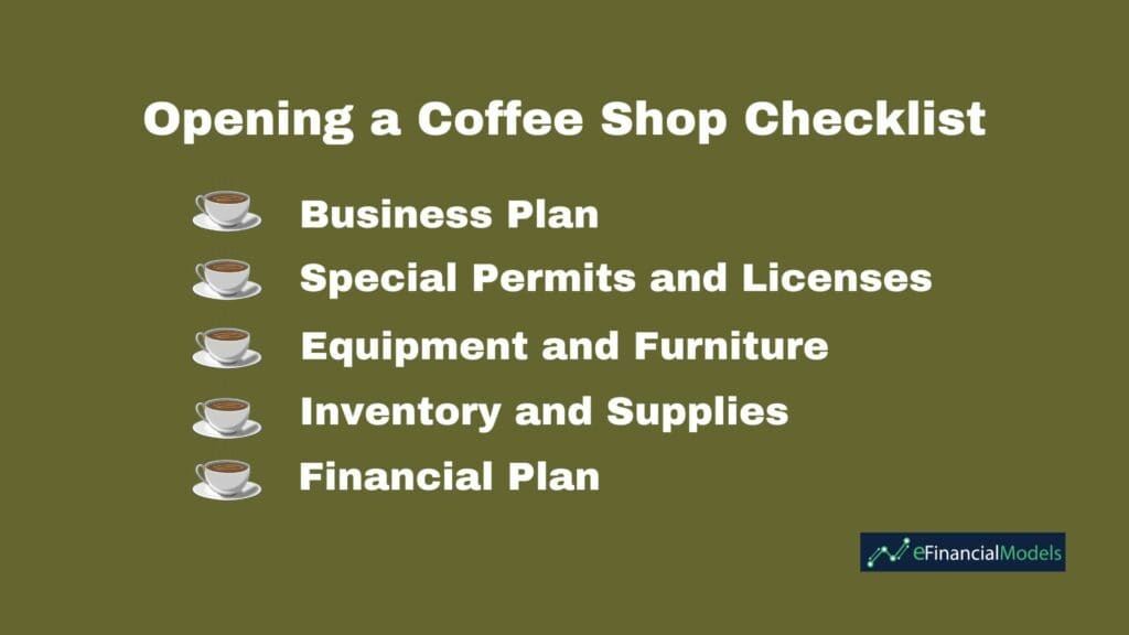 Essential Checklist for Opening a Coffee Shop | eFinancialModels Checklist for opening a coffee shop, including business plan and permits.