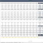 Comprehensive Income Statement Template for Financial Modeling | eFinancialModels Detailed income statement template showing projected revenues, expenses, and net income over four years.