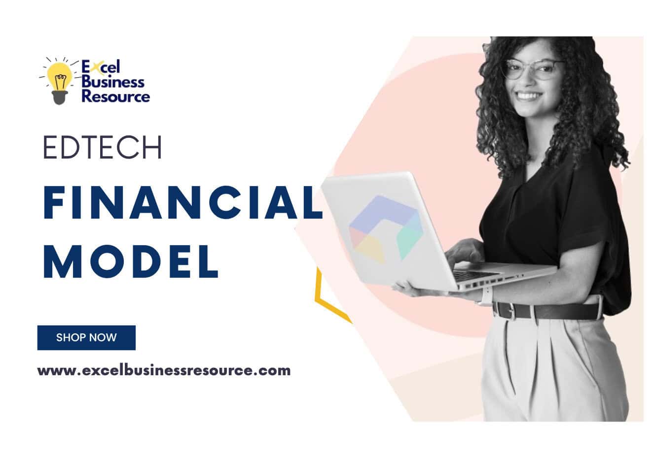 Creative banner featuring an EdTech financial model template advertisement.