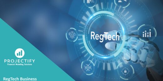 RegTech business financial projection model with automated analytics visuals