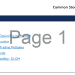Table of contents for a fair market valuation document with key sections listed.