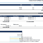 Fair market valuation model for common stock including equity allocation details.