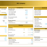 LBO financial assumptions template including purchase price and debt financing details.