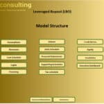 Diagram outlining components of a Leveraged Buyout financial model.