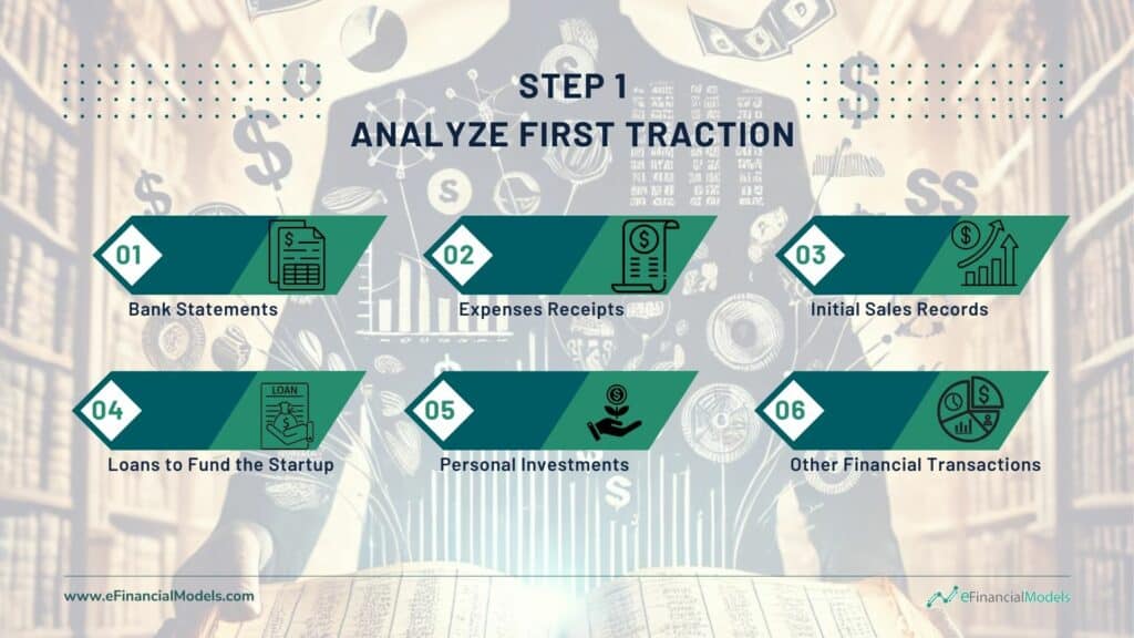 Analyzing First Traction for Startups | eFinancialModels Steps to analyze startup traction including bank statements and funding sources.