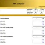 ABC Company Financial Model Scenarios | eFinancialModels Screenshot of ABC Company's financial model scenarios with growth projections.
