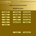 Structure of Budget vs Actual Financial Model highlighting key sections.