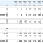 Monthly Working Capital Breakdown for 2024 | eFinancialModels Monthly working capital analysis table showing accounts receivable and payables for 2024.