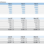 Financial model showing direct costs and revenue for beauty services over five years.