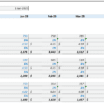 Revenue assumptions for cappuccinos, flat whites, and mochas from Jan-Jul 2025.