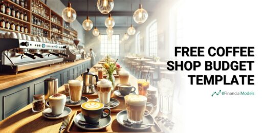 Coffee shop drinks and ambiance promoting a budget template download.