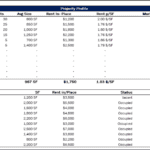 Detailed property profile showing residential and commercial rental units' metrics.