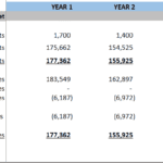 Balance sheet summary displaying assets, liabilities, and equity for five fiscal years.