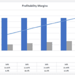Chart showing trends in gross, EBITDA, and net profit margins