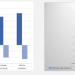 Comparative chart of revenues and direct costs alongside cash flow summary for five years.