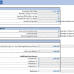 Screenshot of hotel investment financial projection template with key financial assumptions and metrics.