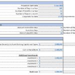 Illustration of a financial model template's assumptions section for a hotel project.