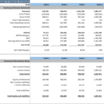 Summary of financial statements detailing revenue, profits, and assets for five years.