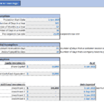 Financial assumptions for a medical clinic, including tax rate and investment details.