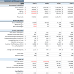 Fintech App Financial Metrics and Ratios | eFinancialModels Financial model template displaying fintech app metrics and ratios such as gross revenue, net profit, and user statistics.