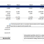 Discounted Cash Flow Model Overview | eFinancialModels DCF valuation table showing projections for net income, expenses, and equity value.