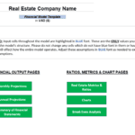 Overview of a real estate financial model template with input and output sections.
