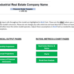 Financial model template layout for real estate with editable input sections
