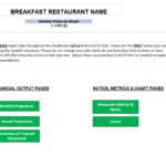 Financial Model Overview for Breakfast Restaurant | eFinancialModels Detailed financial model overview for breakfast restaurant showing input cells and financial output pages.