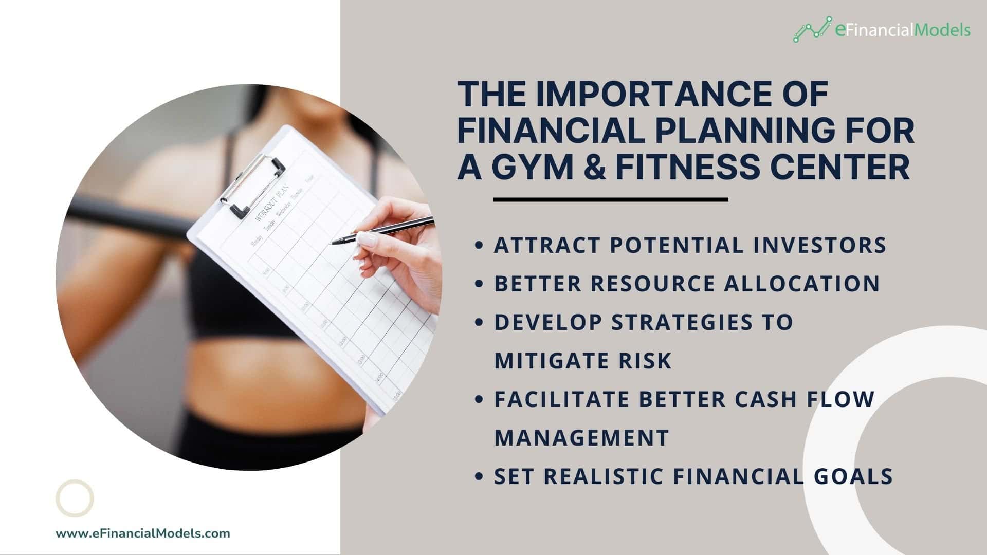 Key Benefits of Financial Planning for Gyms | eFinancialModels Key benefits of financial planning for gym and fitness centers outlined in a checklist.