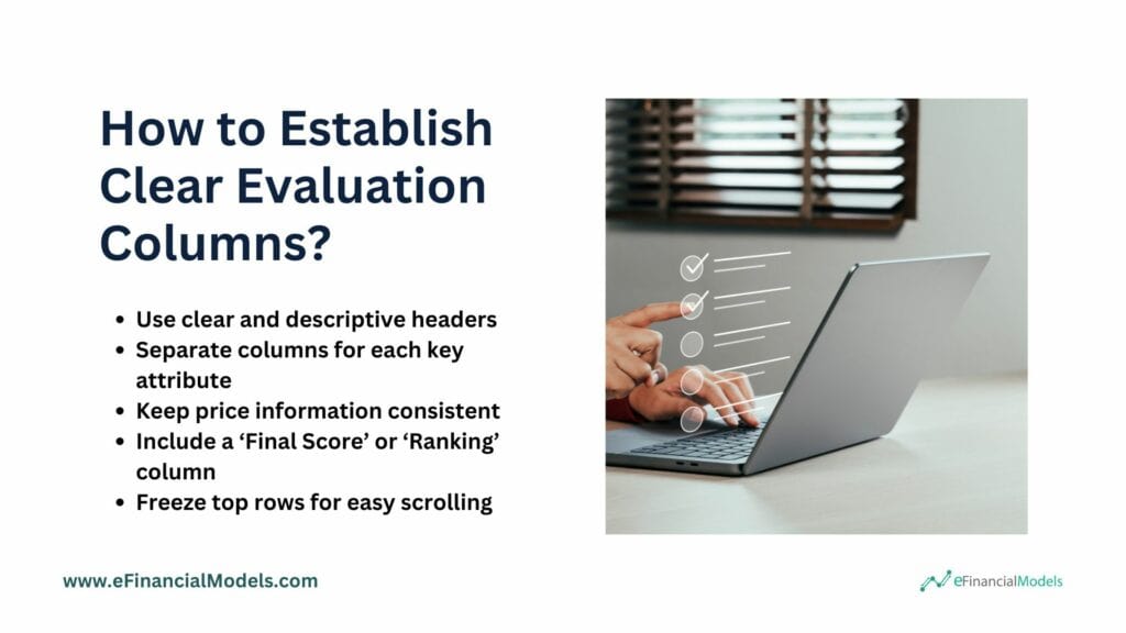 Tips for Establishing Clear Evaluation Columns | eFinancialModels 5 - How to Establish Clear Evaluation Columns